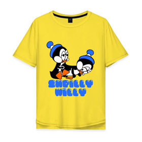 Мужская футболка хлопок Oversize с принтом shpilly willy в Курске, 100% хлопок | свободный крой, круглый ворот, “спинка” длиннее передней части | мультик | мультфильм | пингвинчики | пингвины | шпили вили