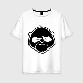 Женская футболка хлопок Oversize с принтом Панда хмурая в Курске, 100% хлопок | свободный крой, круглый ворот, спущенный рукав, длина до линии бедер
 | panda | животное | зверь