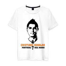 Мужская футболка хлопок с принтом Cristiano Ronaldo 7 в Курске, 100% хлопок | прямой крой, круглый вырез горловины, длина до линии бедер, слегка спущенное плечо. | роналдо