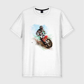 Мужская футболка премиум с принтом MOTO X в Курске, 92% хлопок, 8% лайкра | приталенный силуэт, круглый вырез ворота, длина до линии бедра, короткий рукав | байкеры | для байкеров | для мотоциклистов | мото | мото кросс | мотокросс | мотоциклы