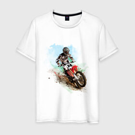 Мужская футболка хлопок с принтом MOTO X в Курске, 100% хлопок | прямой крой, круглый вырез горловины, длина до линии бедер, слегка спущенное плечо. | байкеры | для байкеров | для мотоциклистов | мото | мото кросс | мотокросс | мотоциклы