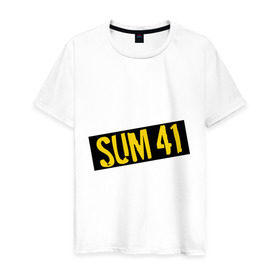 Мужская футболка хлопок с принтом Панк-группа Sum-41 в Курске, 100% хлопок | прямой крой, круглый вырез горловины, длина до линии бедер, слегка спущенное плечо. | punk | rock | sum 41 | логотип | музыка | панк | рок | рок группы | рок музыка