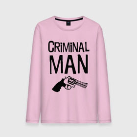 Мужской лонгслив хлопок с принтом Criminal man в Курске, 100% хлопок |  | бандит | бандиты | валера | для пацанов | криминал | пацанские | пацаны | пистолет | револьвер