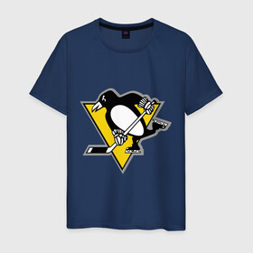 Мужская футболка хлопок с принтом Pittsburgh Penguins (10) в Курске, 100% хлопок | прямой крой, круглый вырез горловины, длина до линии бедер, слегка спущенное плечо. | пингвин