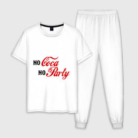 Мужская пижама хлопок с принтом No Coca No Party в Курске, 100% хлопок | брюки и футболка прямого кроя, без карманов, на брюках мягкая резинка на поясе и по низу штанин
 | club | coca cola | party | вечеринка | клуб | клубные | кола