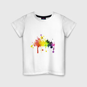Детская футболка хлопок с принтом Супер клякса в Курске, 100% хлопок | круглый вырез горловины, полуприлегающий силуэт, длина до линии бедер | брызги красок | клякса | краски