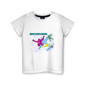 Детская футболка хлопок с принтом SkyDiving принт в Курске, 100% хлопок | круглый вырез горловины, полуприлегающий силуэт, длина до линии бедер | sky diving | воздушный | параплан | парашут | парашют | прыжки | самолет | скай дайвинг | скайдайвинг