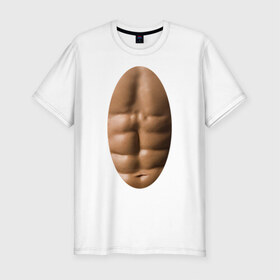 Мужская футболка премиум с принтом мужское тело в Курске, 92% хлопок, 8% лайкра | приталенный силуэт, круглый вырез ворота, длина до линии бедра, короткий рукав | мышцы | обнаженное тело | пресс