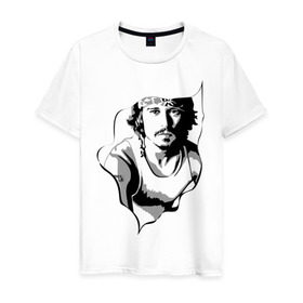 Мужская футболка хлопок с принтом Джонни Депп в Курске, 100% хлопок | прямой крой, круглый вырез горловины, длина до линии бедер, слегка спущенное плечо. | depp | johnny