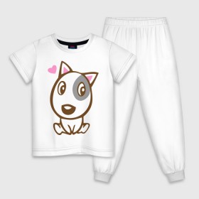 Детская пижама хлопок с принтом Doggy in love в Курске, 100% хлопок |  брюки и футболка прямого кроя, без карманов, на брюках мягкая резинка на поясе и по низу штанин
 | влюбленная собака | дог | пес | собака | собачка | щенок