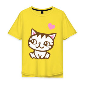 Мужская футболка хлопок Oversize с принтом Kitty in love в Курске, 100% хлопок | свободный крой, круглый ворот, “спинка” длиннее передней части | влюбленная кошка | влюбленный котенок | киса | китти | кот | котенок | кошка | кошки