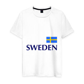 Мужская футболка хлопок с принтом Сборная Швеции - 10 в Курске, 100% хлопок | прямой крой, круглый вырез горловины, длина до линии бедер, слегка спущенное плечо. | football | сборная швеции | флаг швеции | футбол | швеция