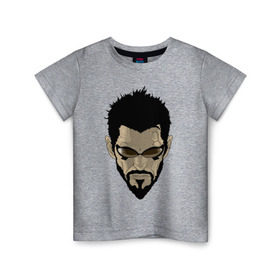 Детская футболка хлопок с принтом Deus Ex Human Revolution - Adam Jensen в Курске, 100% хлопок | круглый вырез горловины, полуприлегающий силуэт, длина до линии бедер | адам дженсен | игры | компьютерные игры | персонаж