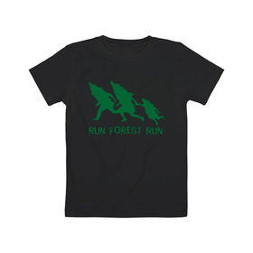 Детская футболка хлопок с принтом Беги лес в Курске, 100% хлопок | круглый вырез горловины, полуприлегающий силуэт, длина до линии бедер | eco | run forest run | беги лес беги | зеленые технологии | зелень | лес | планета | чистота | эко | экология