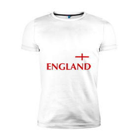 Мужская футболка премиум с принтом Сборная Англии - Стивен Джеррард 4 в Курске, 92% хлопок, 8% лайкра | приталенный силуэт, круглый вырез ворота, длина до линии бедра, короткий рукав | Тематика изображения на принте: англия | сборная англии | стивен джеррард | флаг англии | футбол