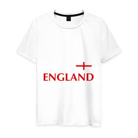 Мужская футболка хлопок с принтом Сборная Англии - Стивен Джеррард 4 в Курске, 100% хлопок | прямой крой, круглый вырез горловины, длина до линии бедер, слегка спущенное плечо. | англия | сборная англии | стивен джеррард | флаг англии | футбол