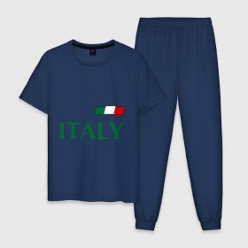 Мужская пижама хлопок с принтом Сборная Италии - 1 в Курске, 100% хлопок | брюки и футболка прямого кроя, без карманов, на брюках мягкая резинка на поясе и по низу штанин
 | Тематика изображения на принте: football | буффон | италия | сборная италии