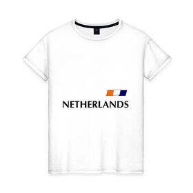 Женская футболка хлопок с принтом Нидерланды - Уэсли Снейдер 10 (Snaijder) в Курске, 100% хлопок | прямой крой, круглый вырез горловины, длина до линии бедер, слегка спущенное плечо | football | голландия | нидерланды | сборная нидерланд | снейдер