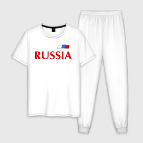 Мужская пижама хлопок с принтом Сборная России в Курске, 100% хлопок | брюки и футболка прямого кроя, без карманов, на брюках мягкая резинка на поясе и по низу штанин
 | football | russia | россия | сборная россии | я русский