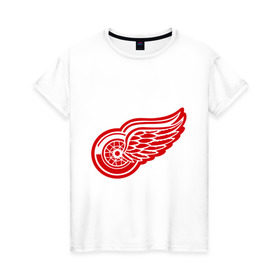 Женская футболка хлопок с принтом Detroit Red Wings Pavel Datsyuk - Павел Дацюк в Курске, 100% хлопок | прямой крой, круглый вырез горловины, длина до линии бедер, слегка спущенное плечо | нхл