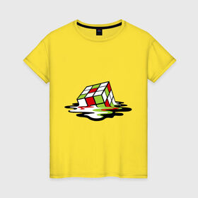 Женская футболка хлопок с принтом Кубик рубика в Курске, 100% хлопок | прямой крой, круглый вырез горловины, длина до линии бедер, слегка спущенное плечо | головоломка | игра | игрушка | кубик рубик