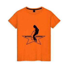 Женская футболка хлопок с принтом Майкл Джексон Звезда в Курске, 100% хлопок | прямой крой, круглый вырез горловины, длина до линии бедер, слегка спущенное плечо | michael jackson | mj | поп звезда | поп музыка