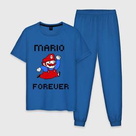 Мужская пижама хлопок с принтом Mario forever в Курске, 100% хлопок | брюки и футболка прямого кроя, без карманов, на брюках мягкая резинка на поясе и по низу штанин
 | nintendo | марио | нинтендо