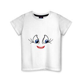 Детская футболка хлопок с принтом Глазки в Курске, 100% хлопок | круглый вырез горловины, полуприлегающий силуэт, длина до линии бедер | smile | глаза | настроение | позитив | ресницы | рожица | смайлик | улыбаться | улыбка | улыбочка | эмоции