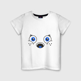 Детская футболка хлопок с принтом Белый мишка в Курске, 100% хлопок | круглый вырез горловины, полуприлегающий силуэт, длина до линии бедер | 