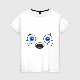 Женская футболка хлопок с принтом Белый мишка в Курске, 100% хлопок | прямой крой, круглый вырез горловины, длина до линии бедер, слегка спущенное плечо | 
