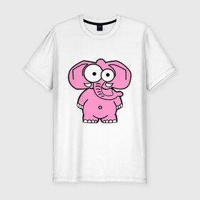 Мужская футболка премиум с принтом Розовый слон в Курске, 92% хлопок, 8% лайкра | приталенный силуэт, круглый вырез ворота, длина до линии бедра, короткий рукав | смешной