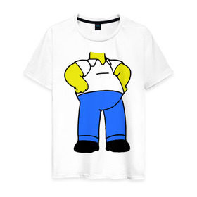 Мужская футболка хлопок с принтом тело Гомера в Курске, 100% хлопок | прямой крой, круглый вырез горловины, длина до линии бедер, слегка спущенное плечо. | гомер без головы