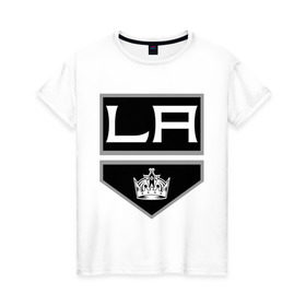 Женская футболка хлопок с принтом Los Angeles Kings - Лос Анджелес в Курске, 100% хлопок | прямой крой, круглый вырез горловины, длина до линии бедер, слегка спущенное плечо | la | los angeles kings | nhl | кубок стенли | лос анджелес кингс | нхл | хоккей