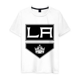 Мужская футболка хлопок с принтом Los Angeles Kings - Лос Анджелес в Курске, 100% хлопок | прямой крой, круглый вырез горловины, длина до линии бедер, слегка спущенное плечо. | la | los angeles kings | nhl | кубок стенли | лос анджелес кингс | нхл | хоккей