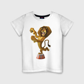 Детская футболка хлопок с принтом Алекс когти в Курске, 100% хлопок | круглый вырез горловины, полуприлегающий силуэт, длина до линии бедер | лев | лев алекс | мадагаскар | мультики