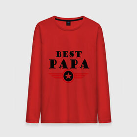 Мужской лонгслив хлопок с принтом Best papa logo в Курске, 100% хлопок |  | best papa logo | мужу | отец | папа | папе | подарок папе | самые лучшие