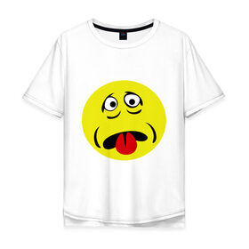 Мужская футболка хлопок Oversize с принтом Грустный смайл в Курске, 100% хлопок | свободный крой, круглый ворот, “спинка” длиннее передней части | smile | грустный | грусть | смайл | смайлик