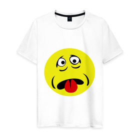 Мужская футболка хлопок с принтом Грустный смайл в Курске, 100% хлопок | прямой крой, круглый вырез горловины, длина до линии бедер, слегка спущенное плечо. | smile | грустный | грусть | смайл | смайлик