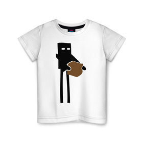 Детская футболка хлопок с принтом Enderman в Курске, 100% хлопок | круглый вырез горловины, полуприлегающий силуэт, длина до линии бедер | enderman | minecraft | игры | компьютерные игры | майнкрафт