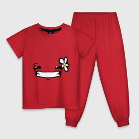 Детская пижама хлопок с принтом Super Meat Girl : Face в Курске, 100% хлопок |  брюки и футболка прямого кроя, без карманов, на брюках мягкая резинка на поясе и по низу штанин
 | meat girl | smile | девушкам | рожица | смайл | улыбка