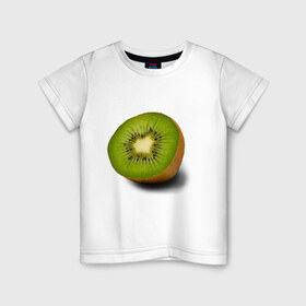 Детская футболка хлопок с принтом Половинка киви в Курске, 100% хлопок | круглый вырез горловины, полуприлегающий силуэт, длина до линии бедер | 