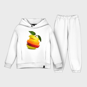 Детский костюм хлопок Oversize с принтом мега яблоко в Курске,  |  | Тематика изображения на принте: апельсин | брызги | вода | лимон | фрукты | яблоко