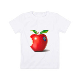 Детская футболка хлопок с принтом откусанное яблоко в Курске, 100% хлопок | круглый вырез горловины, полуприлегающий силуэт, длина до линии бедер | apple | вкусное | девушкам | фрукты | фрукты и ягоды | яблоко
