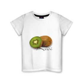 Детская футболка хлопок с принтом Kiwi в Курске, 100% хлопок | круглый вырез горловины, полуприлегающий силуэт, длина до линии бедер | вкусное | девушкам | киви | фрукты | фрукты и ягоды