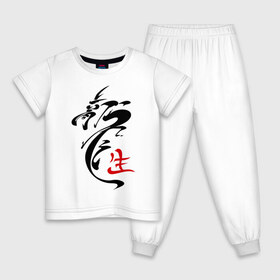 Детская пижама хлопок с принтом иероглиф дракон в Курске, 100% хлопок |  брюки и футболка прямого кроя, без карманов, на брюках мягкая резинка на поясе и по низу штанин
 | Тематика изображения на принте: азия | картинки | китайский