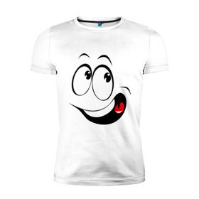 Мужская футболка премиум с принтом Смайл_01 в Курске, 92% хлопок, 8% лайкра | приталенный силуэт, круглый вырез ворота, длина до линии бедра, короткий рукав | smile | позитив | рожица | смайл | смайлик