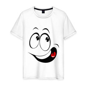 Мужская футболка хлопок с принтом Смайл_01 в Курске, 100% хлопок | прямой крой, круглый вырез горловины, длина до линии бедер, слегка спущенное плечо. | smile | позитив | рожица | смайл | смайлик