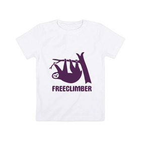 Детская футболка хлопок с принтом Freeclimber в Курске, 100% хлопок | круглый вырез горловины, полуприлегающий силуэт, длина до линии бедер | climb | freeclimber | альпинизм | альпинисты | горы | скалолазанье | скалолазы | спорт
