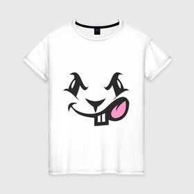 Женская футболка хлопок с принтом Злая зайка в Курске, 100% хлопок | прямой крой, круглый вырез горловины, длина до линии бедер, слегка спущенное плечо | зайчик | зайчонок | заяц | злая зайка | зубастый зайчик | смайл | смайлик