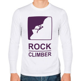 Мужской лонгслив хлопок с принтом Rock climber в Курске, 100% хлопок |  | climb | rock climber | альпинизм | альпинисты | горы | путь | скалолазанье | скалолазы | спорт